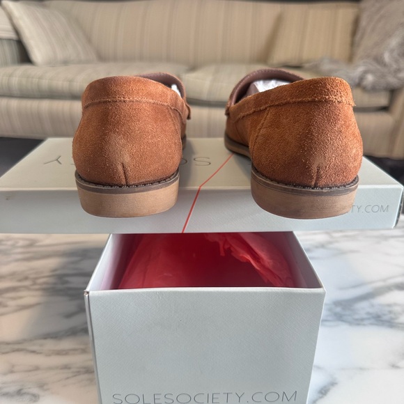 Sole Society Tan Cow Suede Loafers - Picture 5 of 6